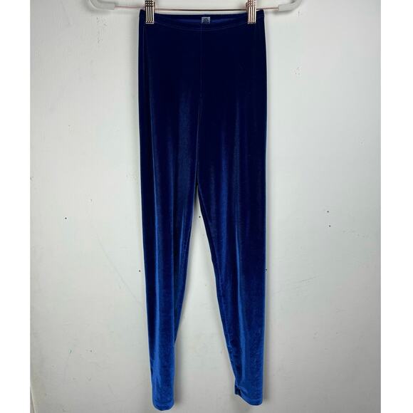 Los Angeles Apparel Velvet Electric Blue High Waist Stretch Leggings X-Small - Picture 4 of 10